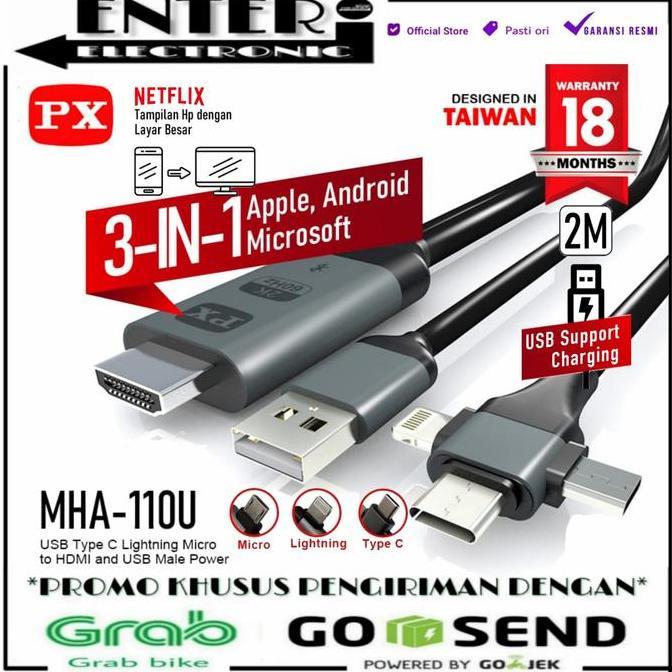 TERBARU - PX MHA110U - KABEL HDMI TO USB TIPE C LIGHTNING CONVERTER TV MHA 110U