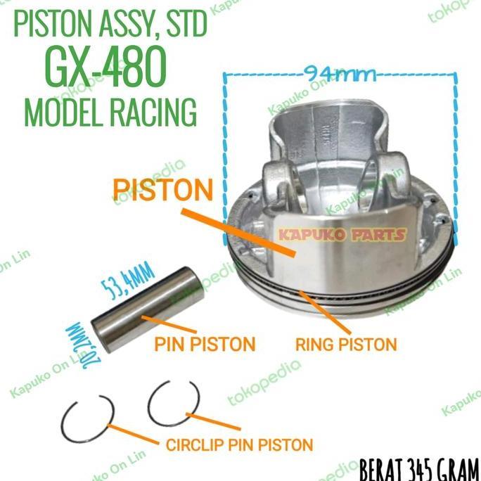 GX 480 PISTON ASSY STD 94MM MODEL RACING UNTUK MESIN PENGGERAK HONDA
