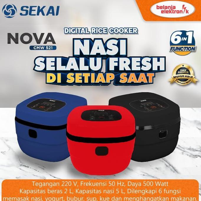 BEST SELLER - SEKAI Rice Cooker Digital / Magic Com Penanak Nasi 2 Ltr CMW 521