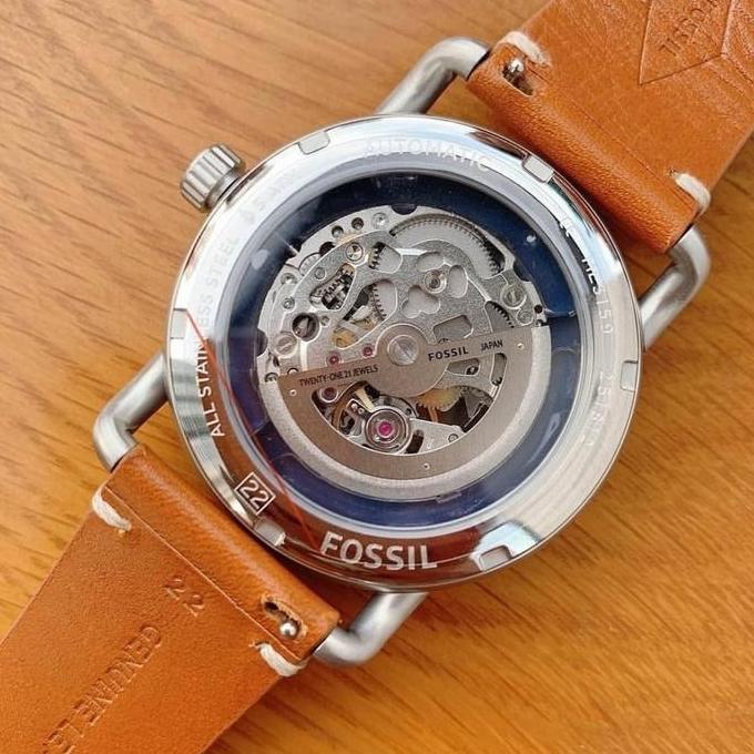 Jam Tangan Pria Original ME3159 ME 3159 Automatic Commuter Brown Leather Original Garansi Resmi