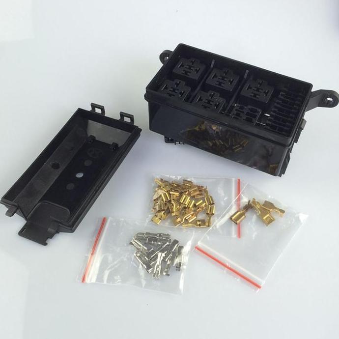 Dc 12V Car Marine 6-Way Relay / 6 Slot Blade Fuse Holder Box Block / Mobil Relay 6 Way Promo