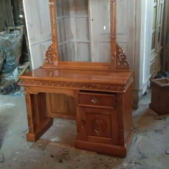 meja rias/ tolet kayu jati asli