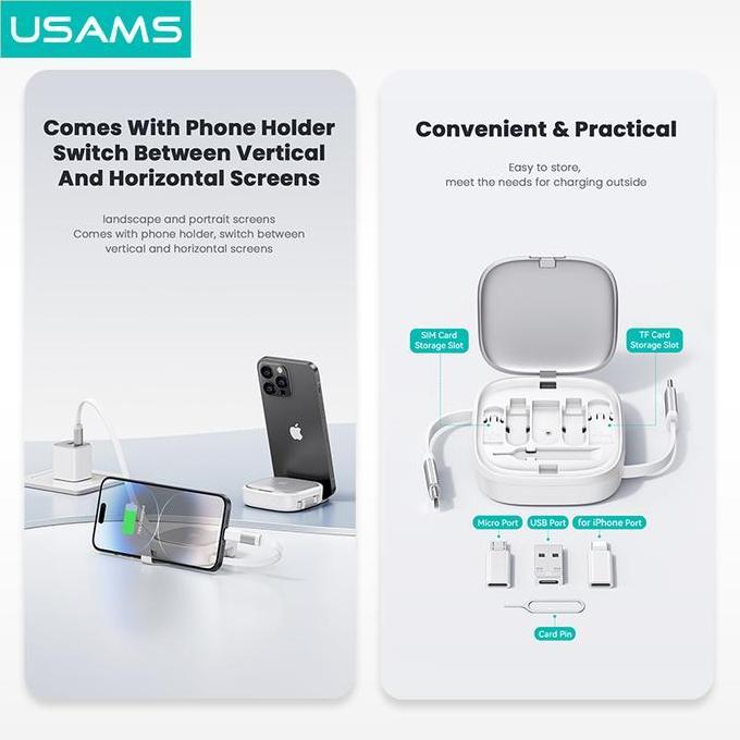 USAMS U87 Kabel Fast Charging Type C Multifunctional Storage Set Box