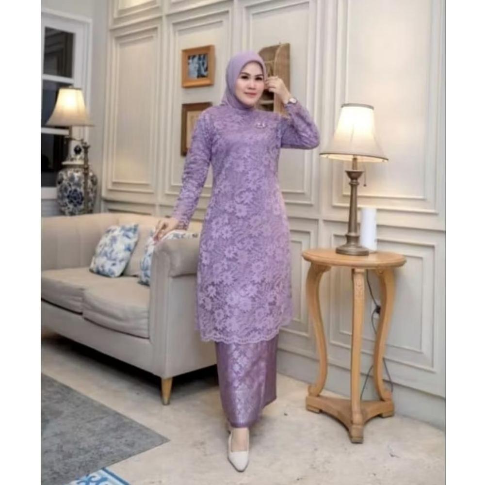 CUCI GUDANG Ready Setelan Kebaya Brukat dan songket lilit//Setelan kebaya tunik brukat bawahan songk