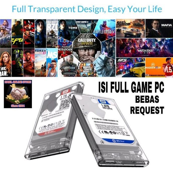 TERBARU - Hardisk HDD External Transparent 500GB Full Game PC/Laptop
