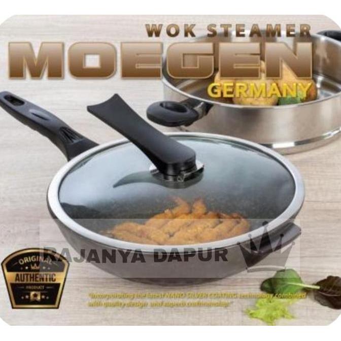 BEBAS ONGKIR - Panci Wok Pan New YEOBO Korea Granite Orange 30cm + Steamer Stainless