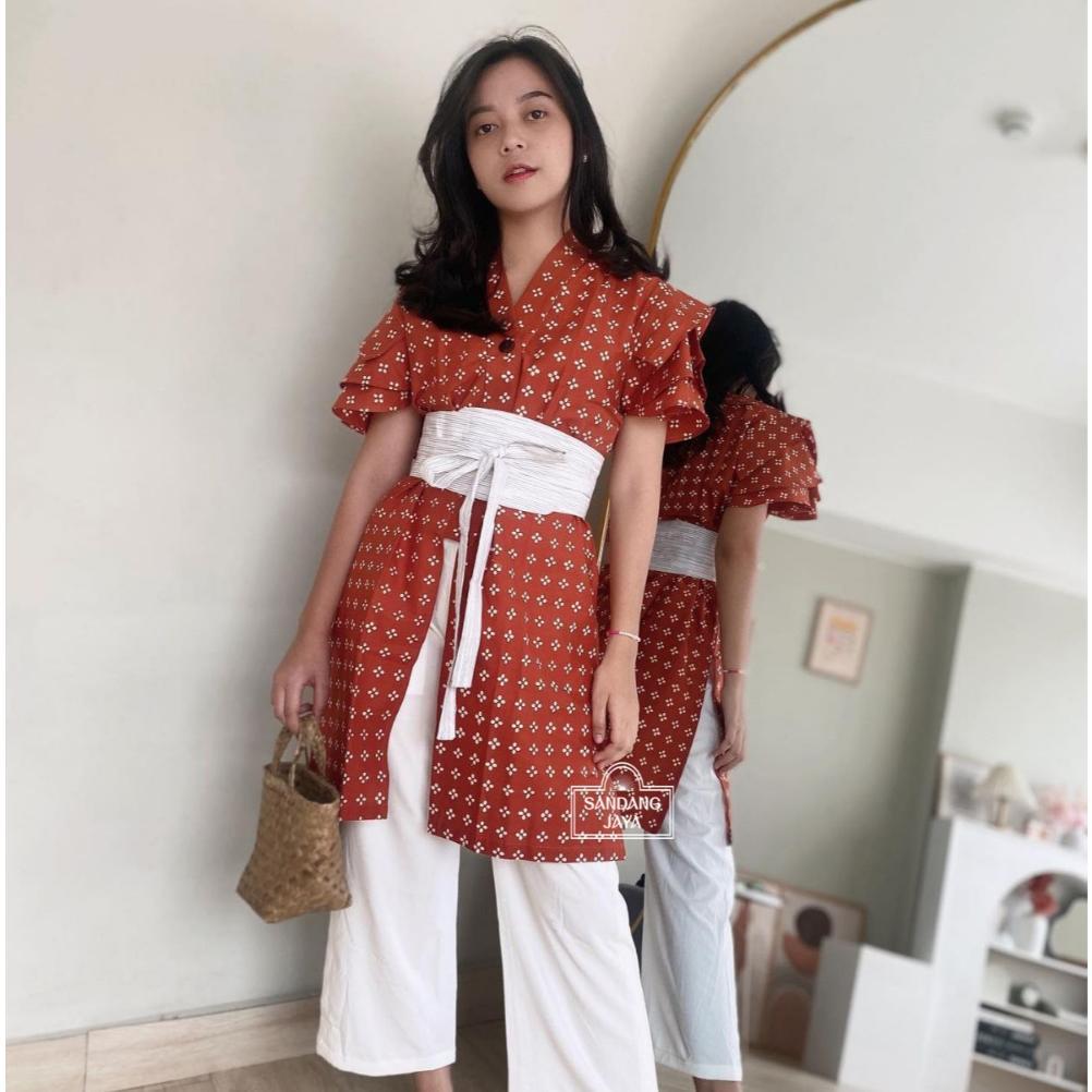 STOK TERBATAS SANDANG JAYAA - Tunik Mahesvari Obi Series Batik Cap Atasan Wanita Terbaru Kekinian Ou