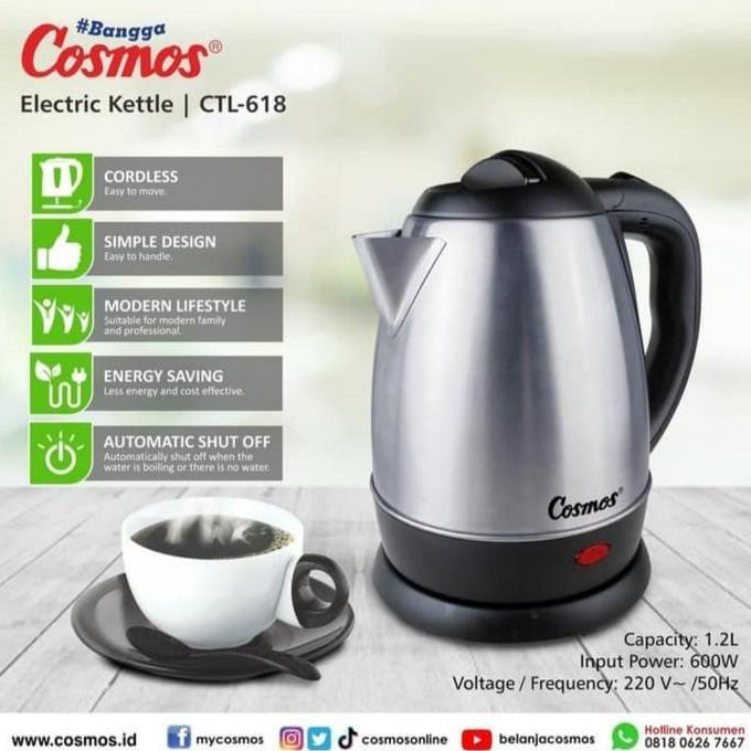TERMURAH - cosmos kettle listrik Ctl-618/teko listrik ctl 618/tempat masak air.