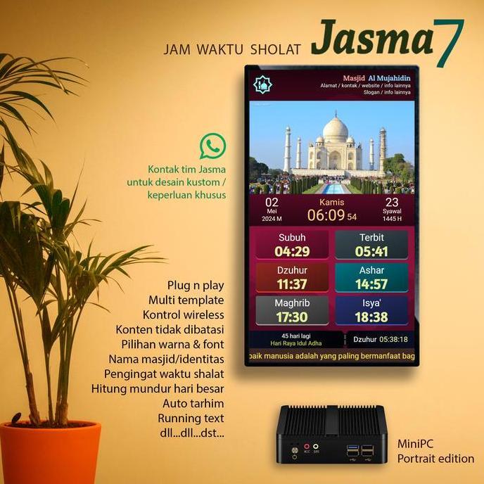 Jasma 7 JWS kontroler - Jam Waktu Sholat TV Portrait