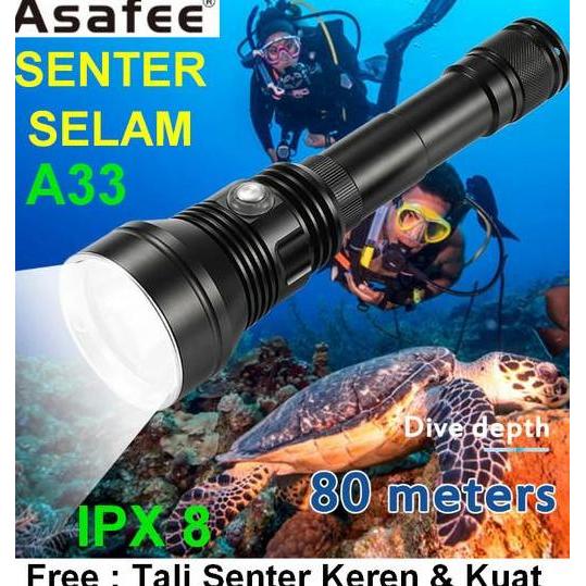 BEBAS ONGKIR - Senter Diving / Senter Menyelam Asafee A33 6000 Lumens IPX 8