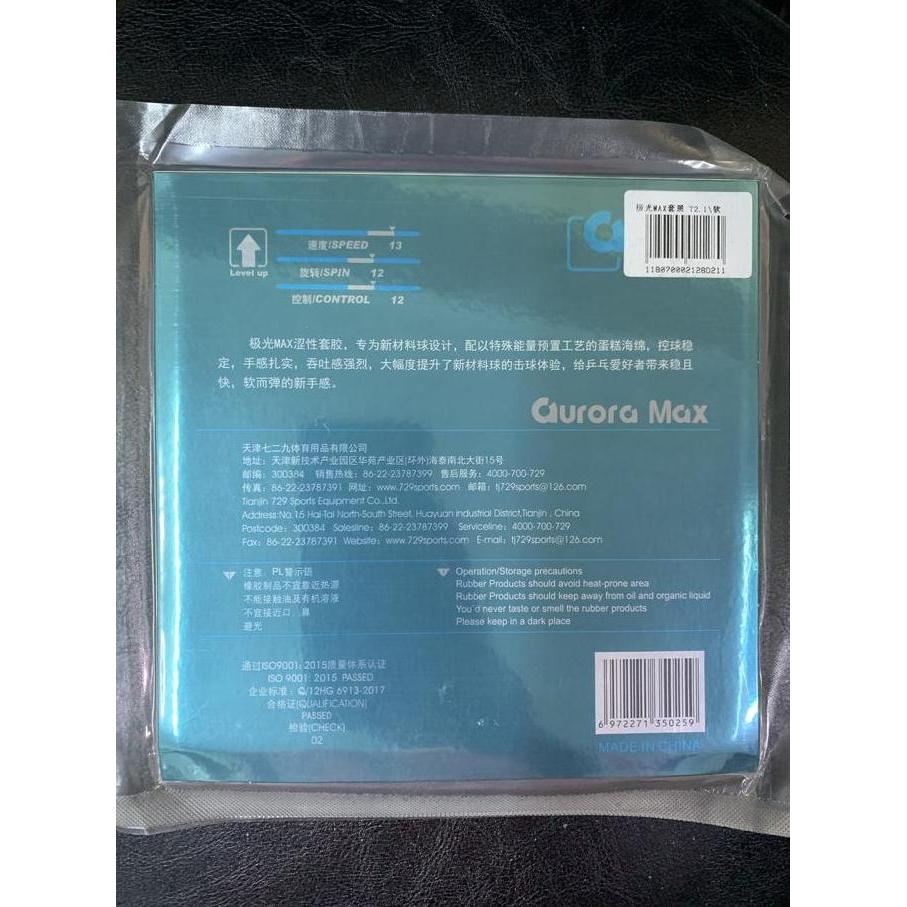 Karet Pingpong 729 Aurora Max Pro Player Version Bat Tenis Meja Asli