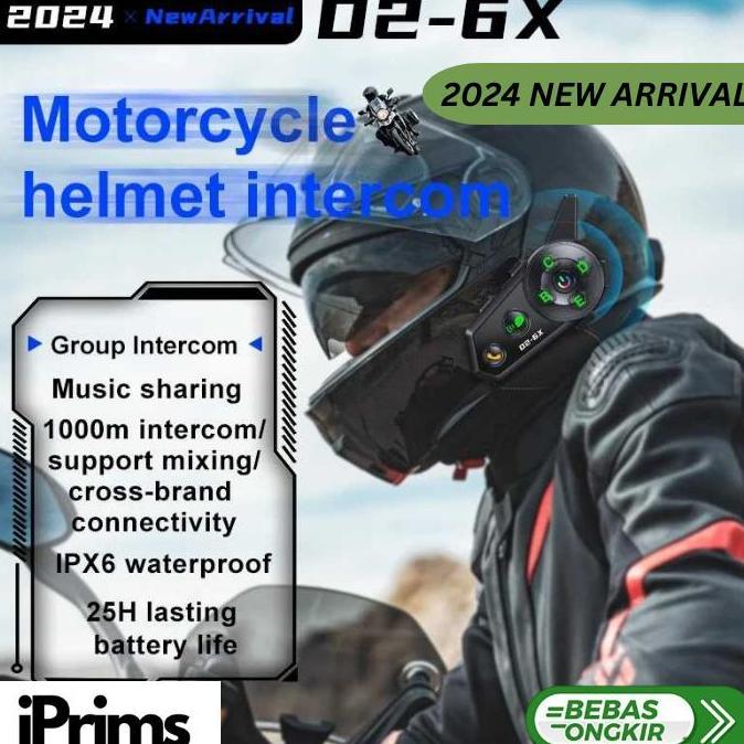 TERLARIS - Touring Motor Intercom Komunikasi Helm Bluetooth HT Headset 6 Riders Anti Air Call IPX6 1