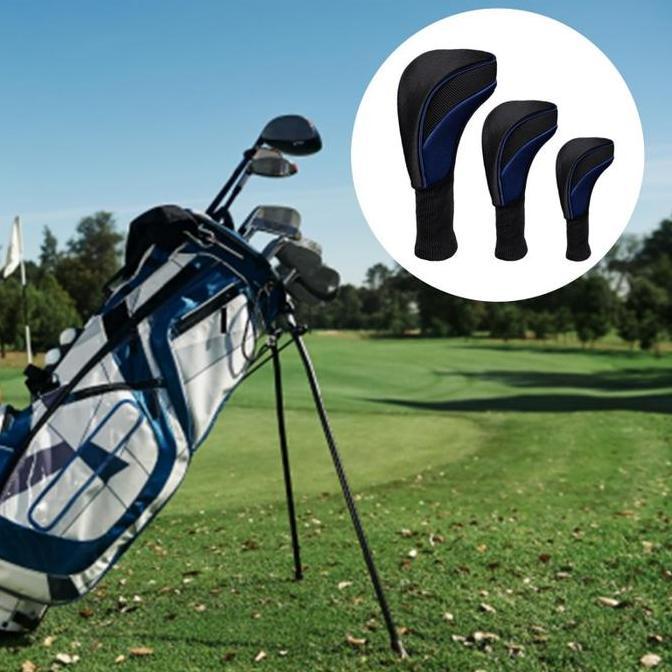 3Pcs Sarung Stick Golf Wood Cover Head Cover Stick Golf Bekas Golf Driver Cover