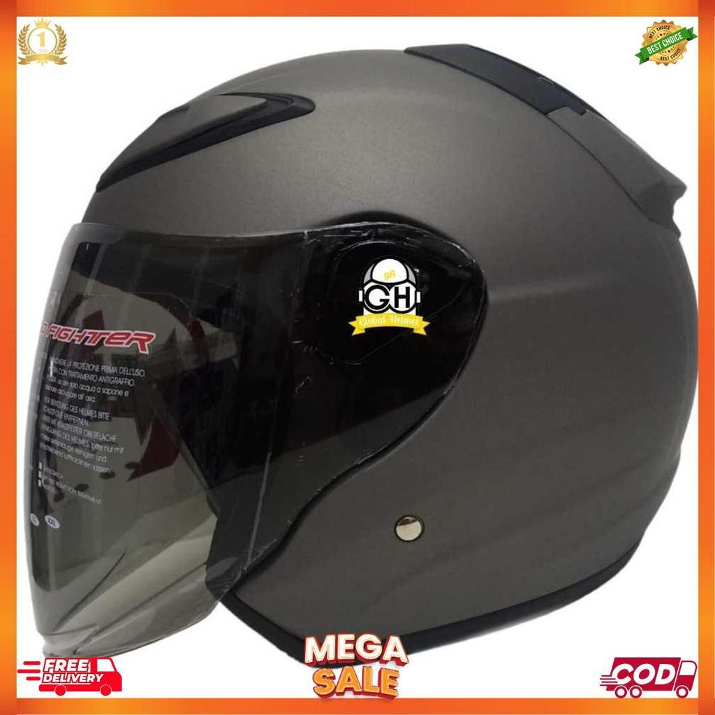 Helm Nhk Half Face Nhk R6 Nhk R 6 Solid Polos Grey Doff Nhk R6 Polos [H2]