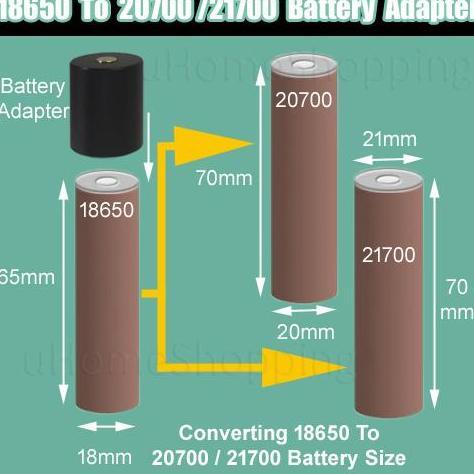 baterai adapter 18650 to 21700 / 20700 | batre adaptor ke battery batere