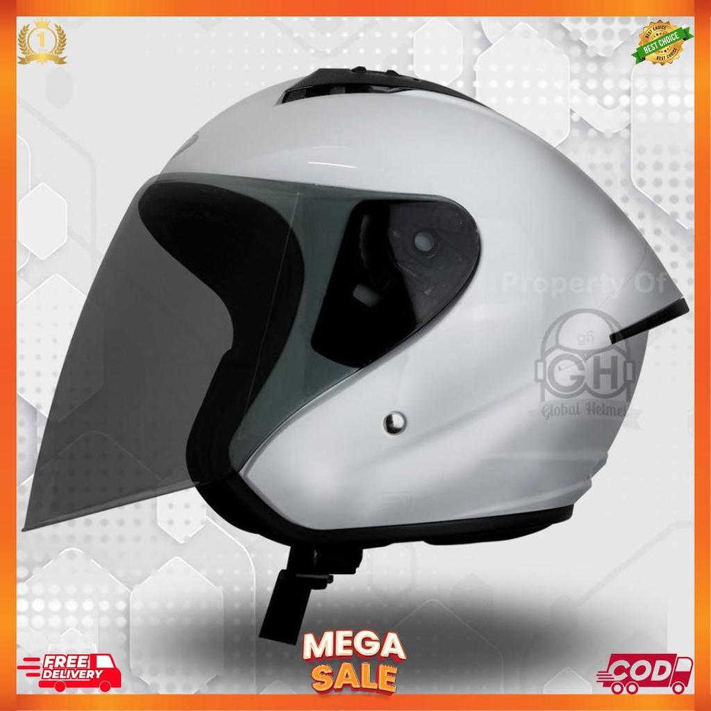 Helm Gm G1 Solid White Half Face Single Visor Sni Ori [H2]