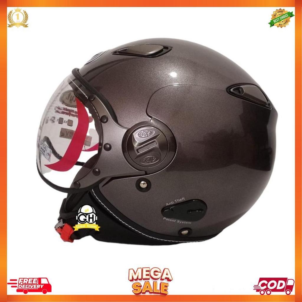 Helm Kyt Elsico Solid Gunmet Half Face Kyt Helm Half Face Kyt Elsico Gunmetal [H2]