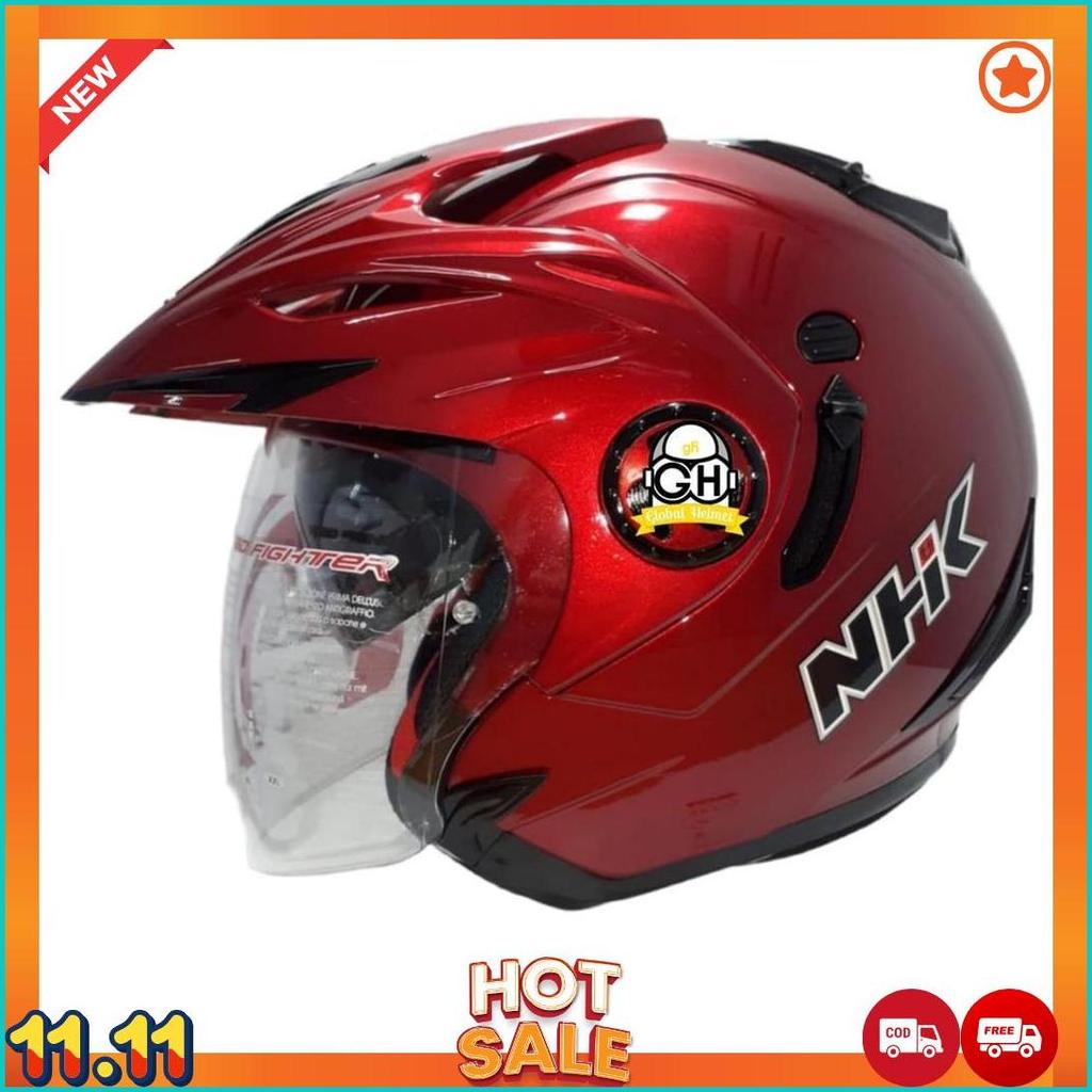 Helm Nhk Halfface Nhk Aviator Solid Royal Red Helm Nhk Helm Motor Nhk [H2]