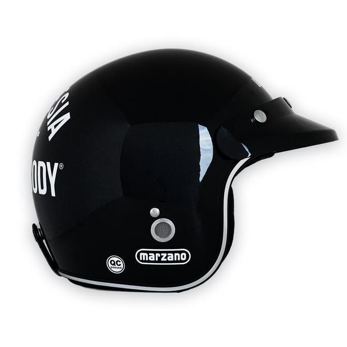 TERBARU - Marzano X Urbain Indonesia Helm Retro Bogo Half Face Black Glossy Size S-XL Berstandar SNI