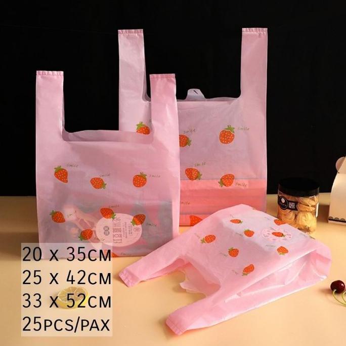 Picnpic- 25Pcs Plastik Tenteng Motif Buah Kantong Hadiah Lucu Kekinian