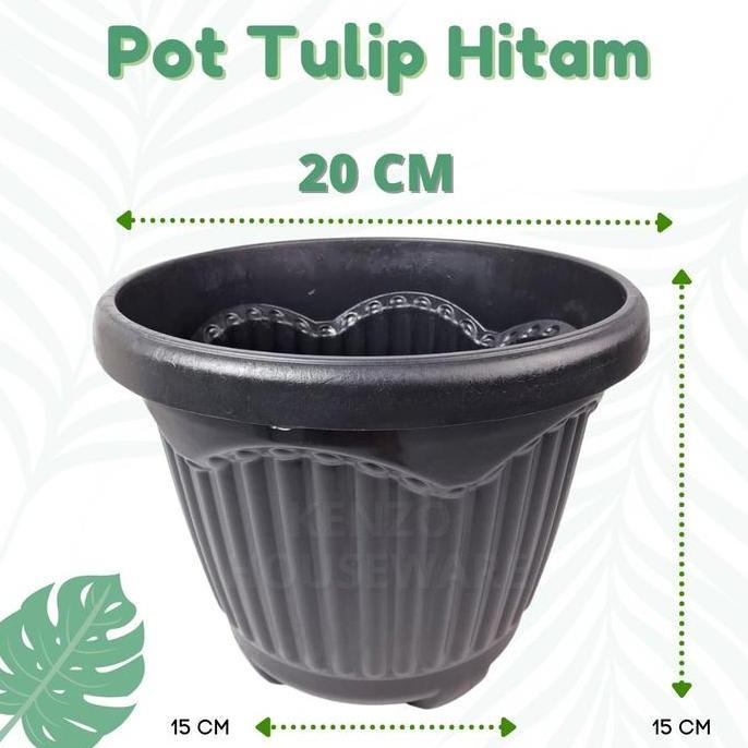 Pot Bunga Plastik 20 25 30 35 40 45 50  CM Pot Hitam Putih Tebal KUAT ALOT
