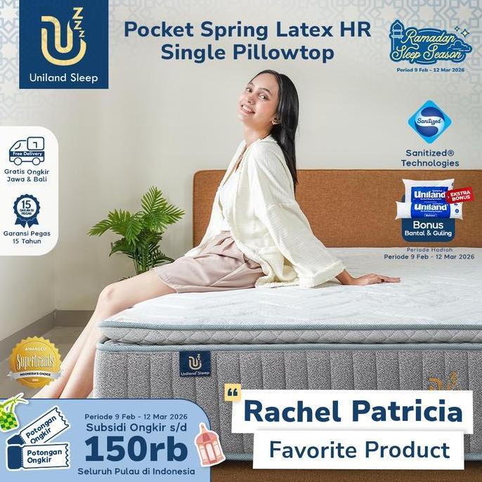 Kasur Pocket Spring Bed Latex HR Single Pillowtop 30cm Uniland Sleep