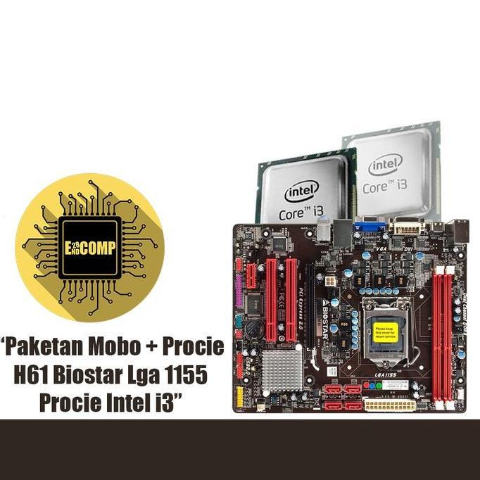 PAKETAN MOTHERBOARD BIOSTAR H61 + PROCESSOR INTEL CORE i3