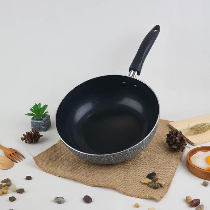 FRYPAN WAJAN PENGGORENGAN MAXIM DEEP WOK NEOSTONE MARBLE CERAMIC - DV
