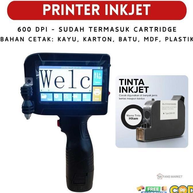 Printer Laser Inkjet Portable Taffware Garansi Resmi Mesin Cetak Teks Angka Barcode Tanggal Masa Ber