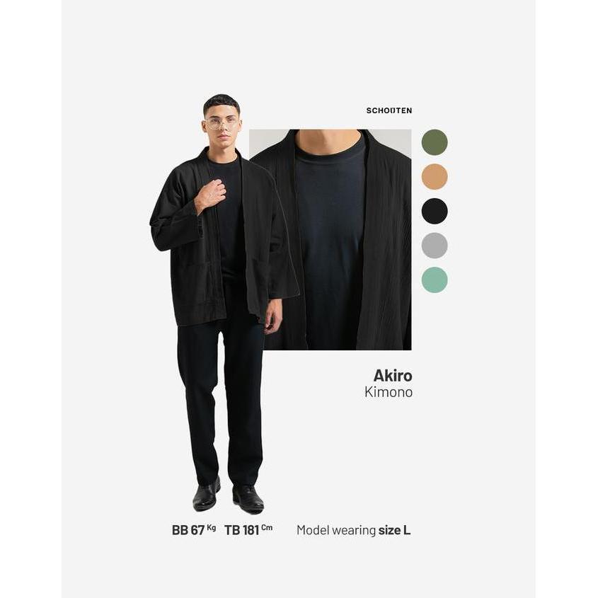 crestinshop55 - schouten outer linen akiro black - kimono pria wanita (unisex)