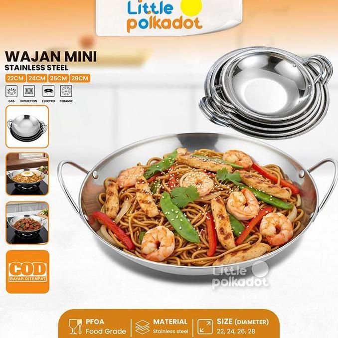 VERNIZCO Littlepolkadot Wajan Mini Stainless Anti lengketWajan Stainless Tebal Kuali Premium Dengan 