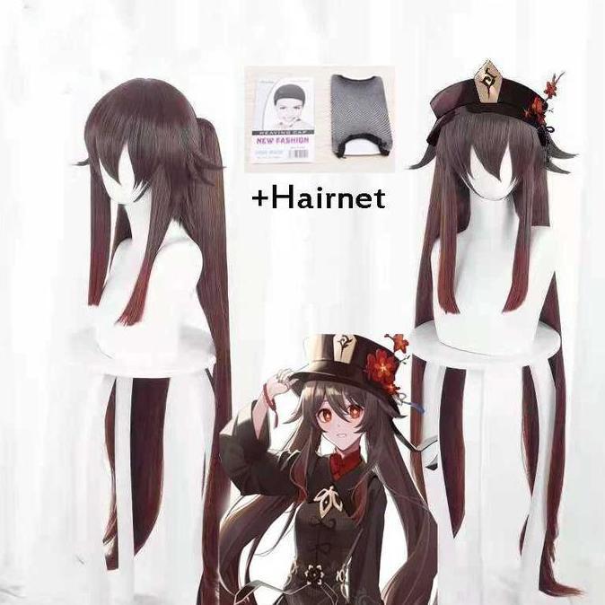 SHIOZENG Wig Rambut Palsu Anime Genshin Impact Raiden Shogun Hu Tao Cosplay
