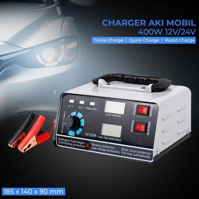Murah Charger Aki Mobil Motor 400W 12V/24V 400Ah + Lcd -Charger Aki Casan