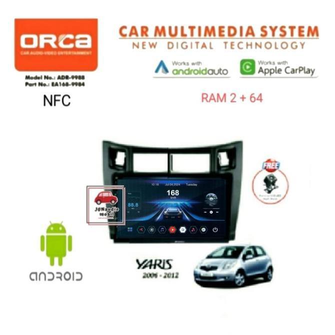 Head Unit Android Orca 9 Inch Oem Yaris Bakpao 2005 Up + Kamera