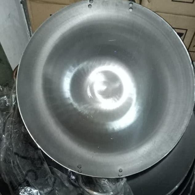Wajan Kuali Wok Wajan Plat Baja Putih 40Cm