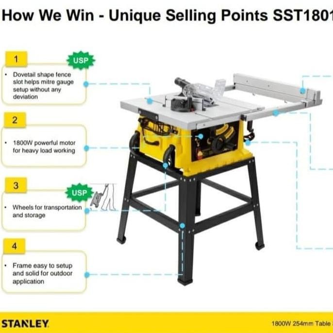 STANLEY SST1801 Table Saw 10 Inch - Mesin Gergaji Kayu Meja SST 1801
