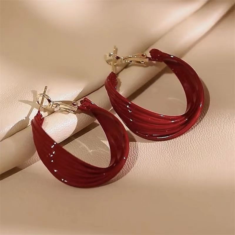 【COD】Anting-anting bulat besar jarum perak untuk wanita, anting-anting elegan kelas atas