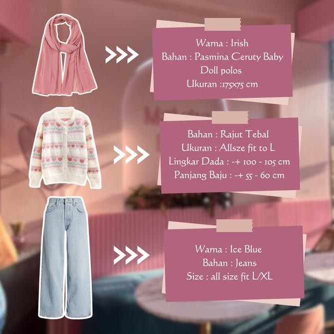 Promo 3 In 1 One Set Korean Style Outfit Remaja Elegan Manis Outfit Cewe Kue Aesthetic Outfit Nongki