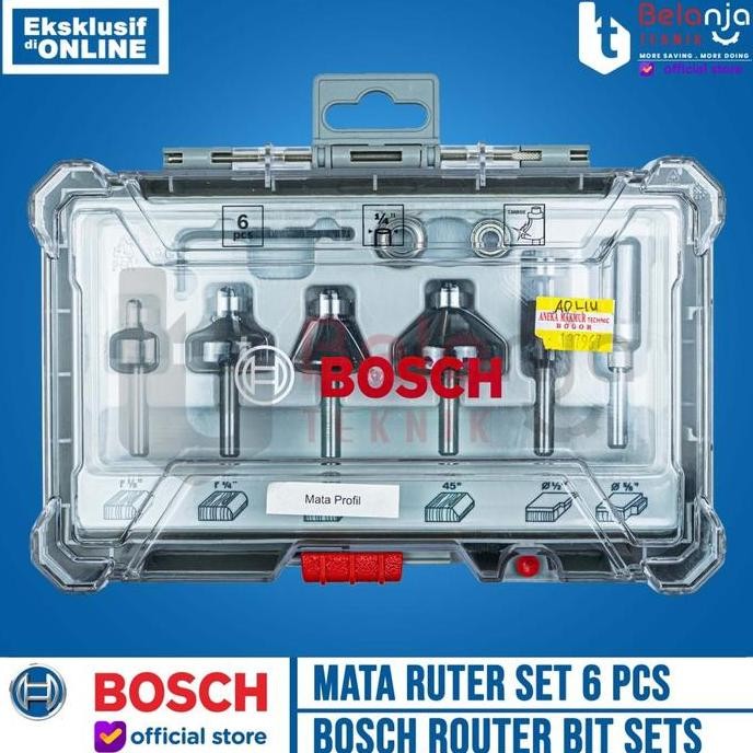 CAVERLY- Mata Ruter Profil Kayu Set 6 pcs Bosch Router Bit Sets Trim and Edging 6pcs
