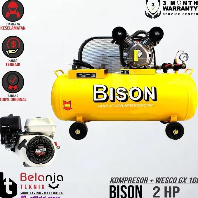 JINICHI- Bison Mesin Kompresor Angin 2 Hp Wesco Gx 200 6.5 Hp Air Compressor