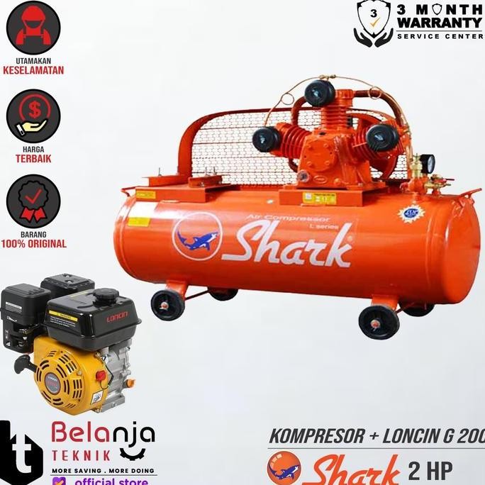 JINICHI- Shark Mesin Kompresor Udara 2 Hp Loncin G 200 6.5 Hp Air Compressor