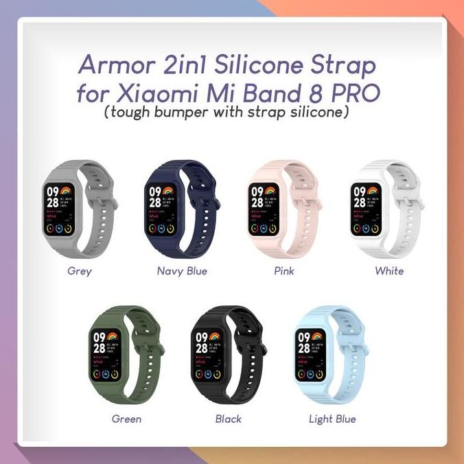 LEIRI- Armor 2in1 Strap Bumper for Mi Band 8 PRO Tali Silicone Rubber Karet dengan Cover Case Siliko