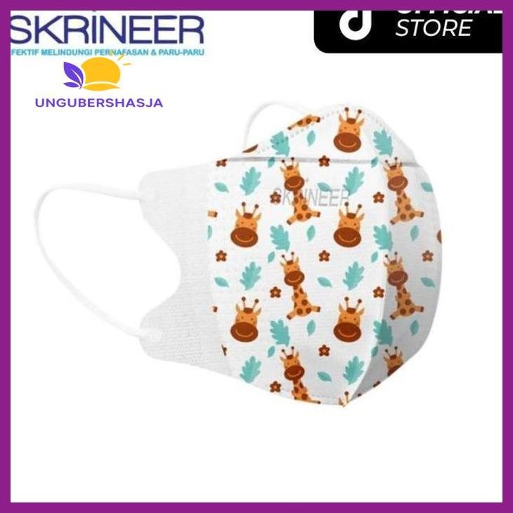 (ORIGINAL) SKRINEER - MASKER ANAK DUCKBILL 4 PLY BOX | SURGICAL MASK EARLOOP MOTIF KESEHATAN PERLENG