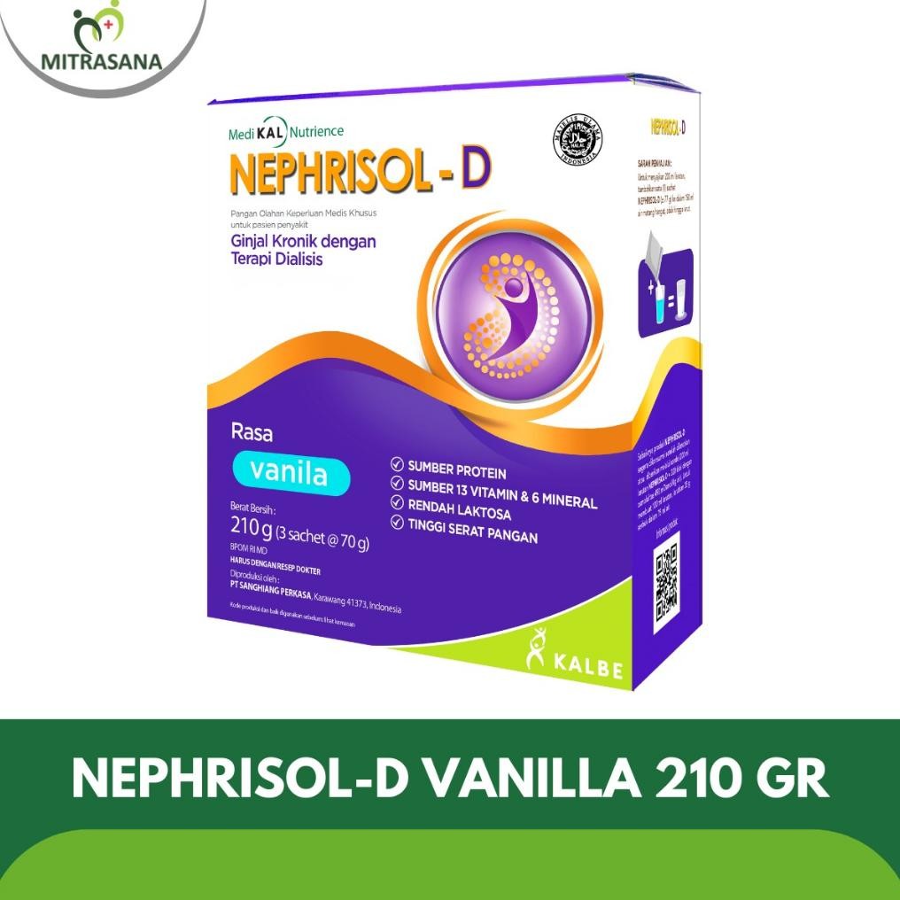 Nephrisol-D Vanilla 210 Gram - Nutrisi Khusus Pasien Ginjal Kronik Hd/Capd Bundling Original