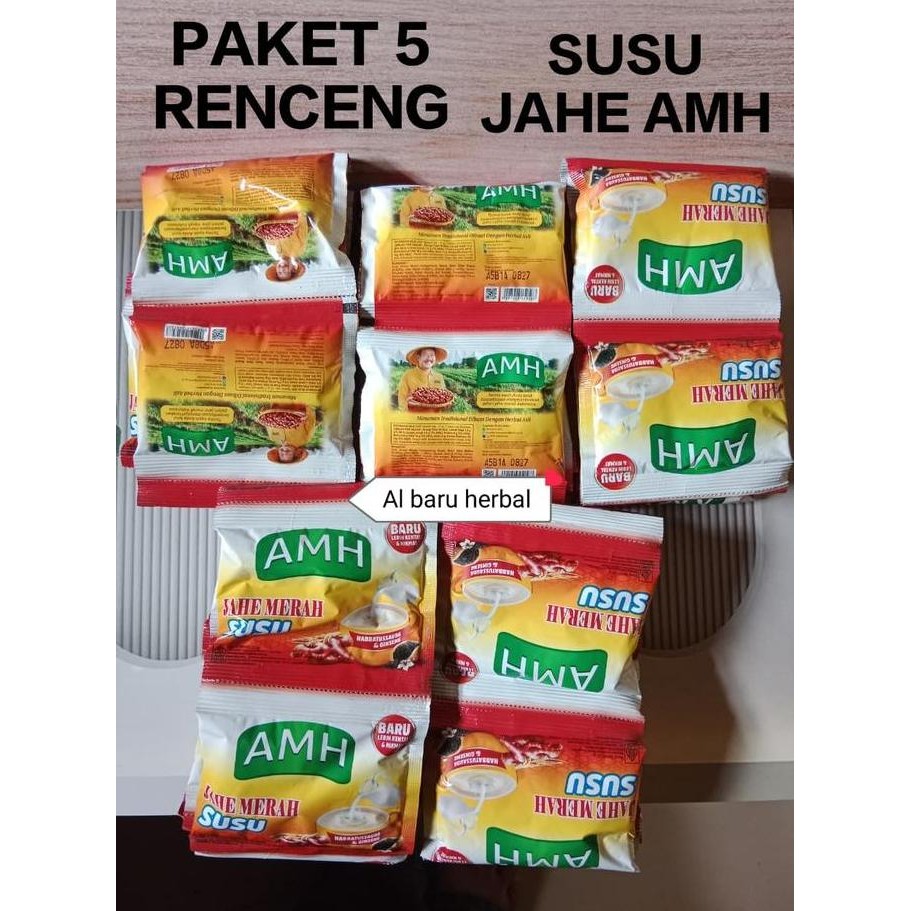 JAHE SUSU AMH PAKET 5 RENCENG Dengan Ginseng Dan Habbatussauda/ SUSU JAHE AMH PAKET