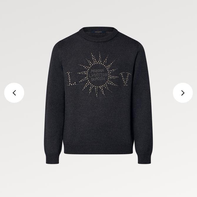 Jaket Sweatshirt Man LV Louis Vuitton Embellished Long Sleeved Merino Wool Crewneck