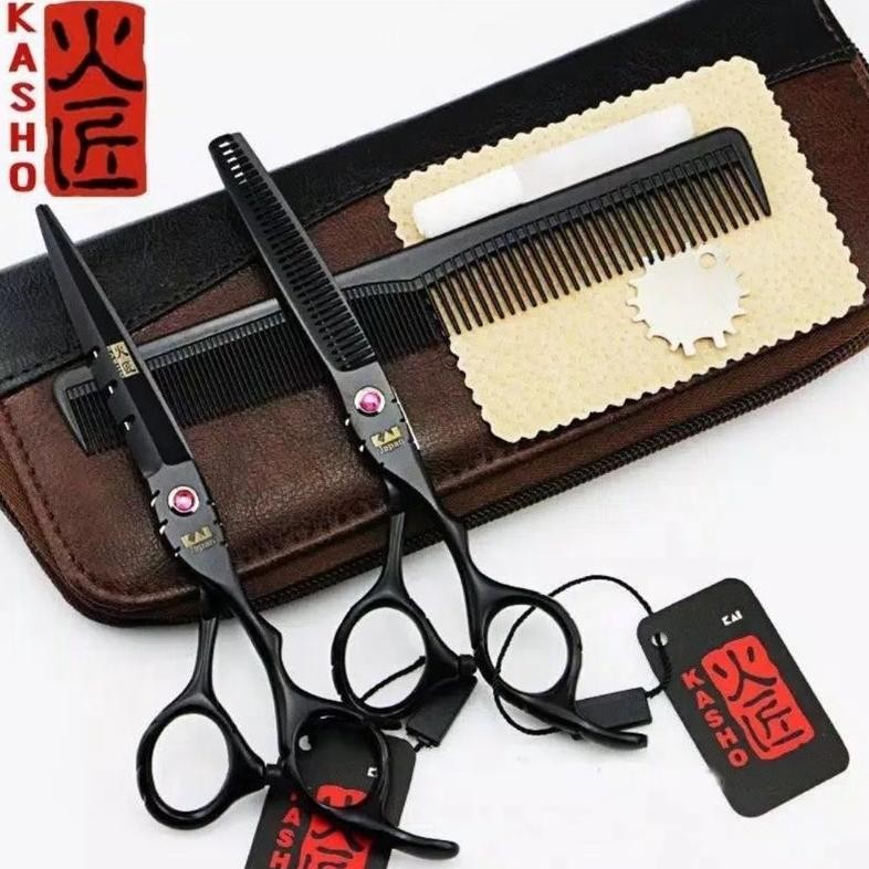 Set Gunting Rambut Kasho KAI Original Jepang / Gunting Sasak / Gunting Barber