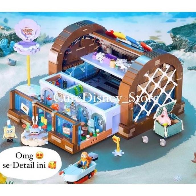lego mainan rakit rumah krusty krab