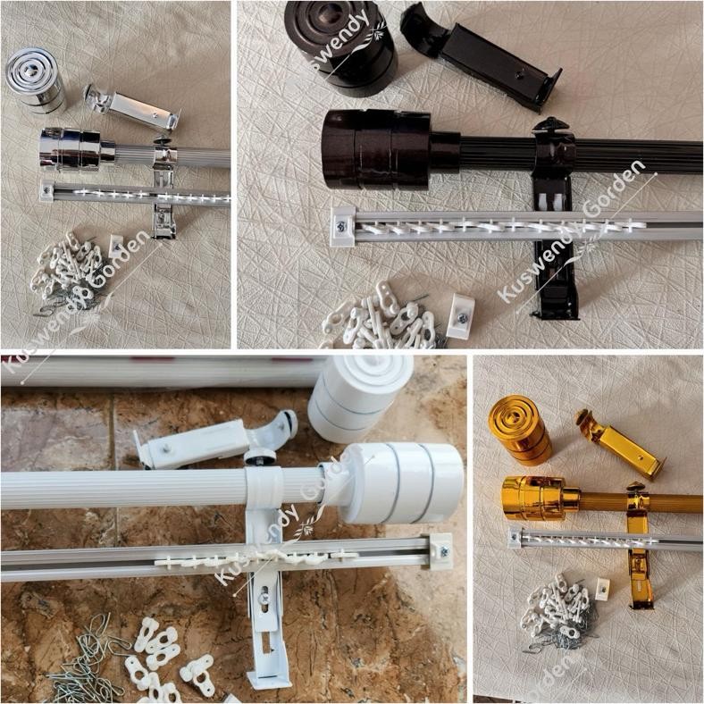 Batang Besi Double Rell Gorden Dan Vitrase Full Sett Minimalis