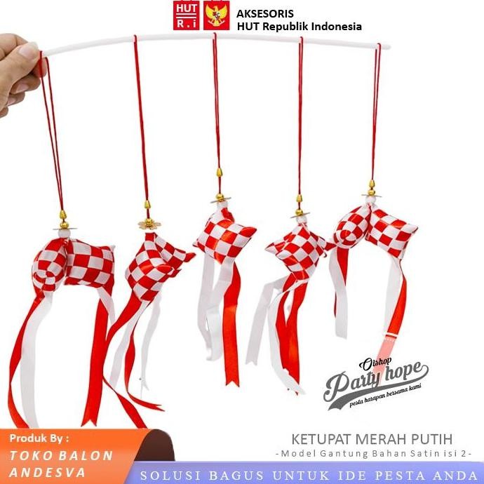 [isi 12] hiasan ketupat gantung merah putih / ketupat gantung hiasan mobil / ketupat aksesoris hut r